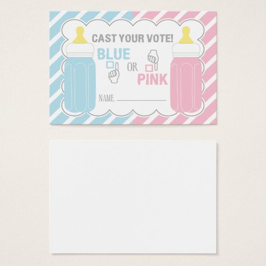 Baby Bottle Gender Reveal Voting Card (Front & Back)