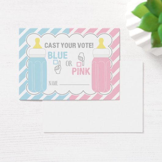Baby Bottle Gender Reveal Voting Card (Desk)