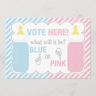 Baby Bottle Gender Reveal Voting Table Sign Invitation