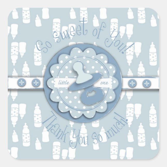 Baby Bottle & Pacifier Baby Shower Square Sticker (Front)