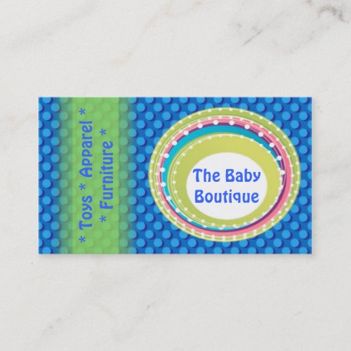 Baby Boutique Blue Green Dots business card