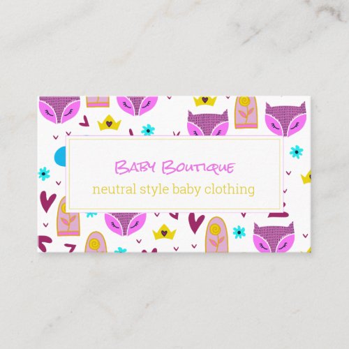 Baby boutique gender neutral website promotional business card