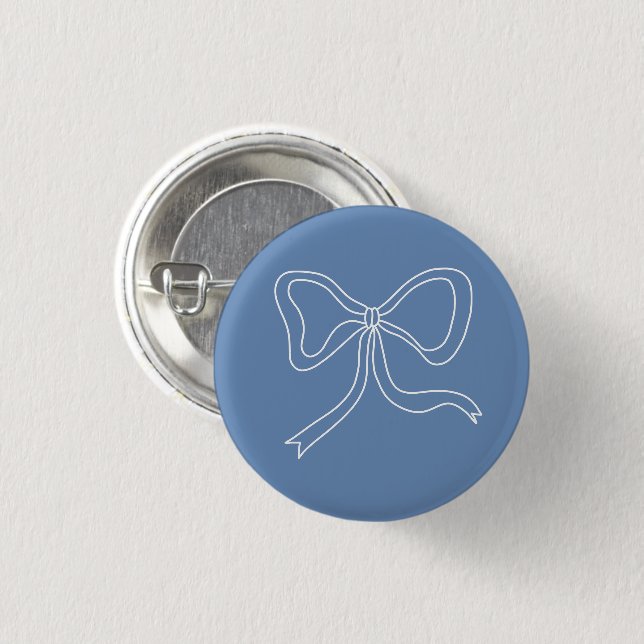 Baby Bow Ribbon Dusty Blue Baby Boy Shower Button (Front & Back)