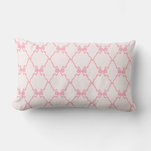 Baby Bow Trellis Pink Bella Ribbon Lumbar Pillow
