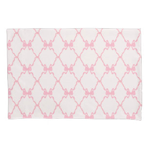 Baby Bow Trellis Pink Bella Ribbon Pillow Case