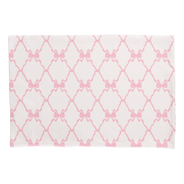 Baby Bow Trellis Pink Bella Ribbon Pillow Case (Front)