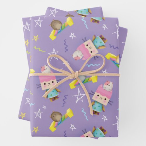 Baby Box Cat Scribble Pattern Wrapping Paper Sheets