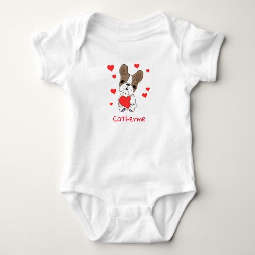 Baby Boxer With Red Hearts Baby Bodysuit