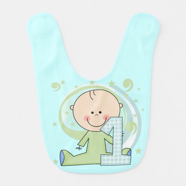 Baby Boy 1st Birthday Bib (Front)