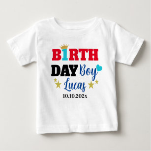 Baby Boy 1st Birthday Gold Crown Custom White Baby T-Shirt