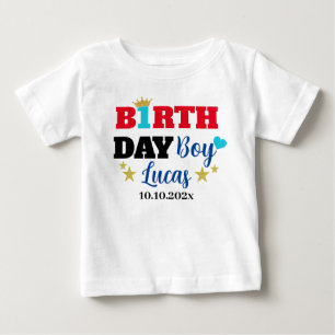 Baby Boy 1st Birthday Gold Crown Custom White T-Shirt