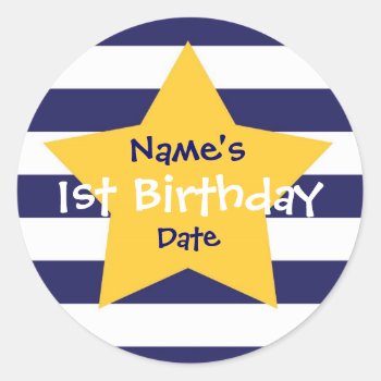 Baby Boy 1st Birthday Sticker by jgh96sbc at Zazzle
