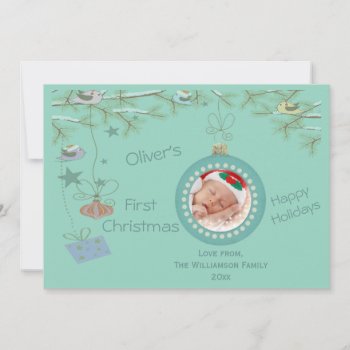 Baby Boy 1st Christmas Holiday Photo Card by JK_Graphics at Zazzle