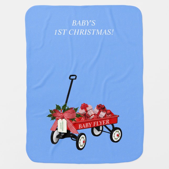 Baby Boy 1st Christmas Toy Baby Flyer Wagon Baby Blanket (Front)