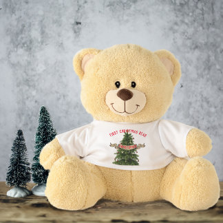 Baby Boy 1st Christmas Tree Name Cute Teddy Bear