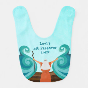 Baby Boy 1st Passover Cute Moses Custom Name Bib