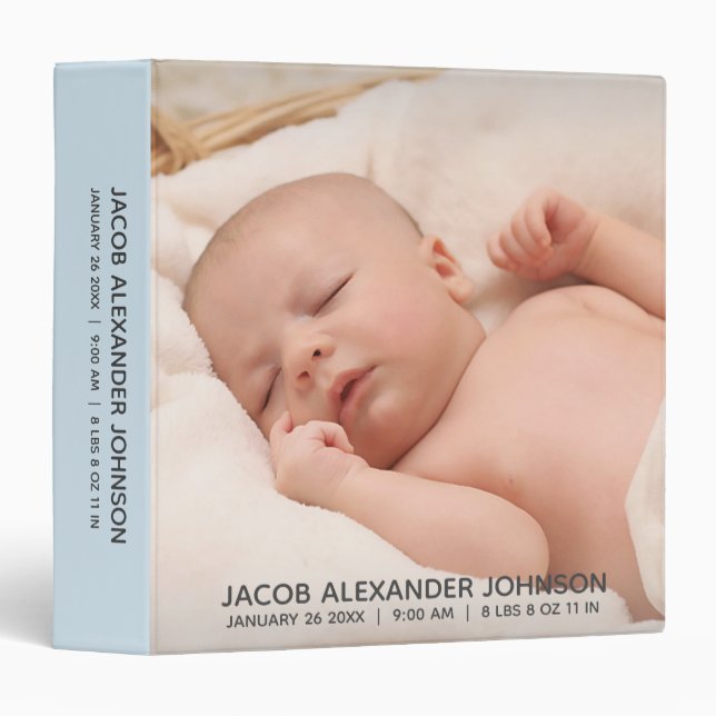 Baby BOY 1st year ALBUM SCRAPBOOK Blue | Add PHOTO 3 Ring Binder (Front/Spine)