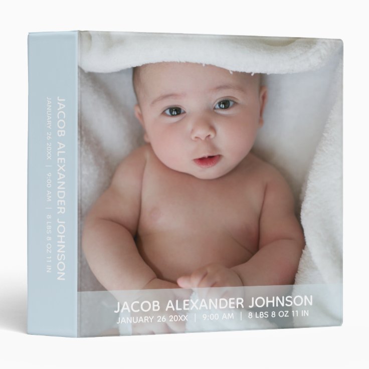 Baby BOY 1st year ALBUM SCRAPBOOK Blue Add PHOTO Binder Zazzle