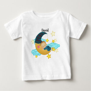 Baby Boy (2) on a Moon Art Baby Beanie Baby T-Shirt
