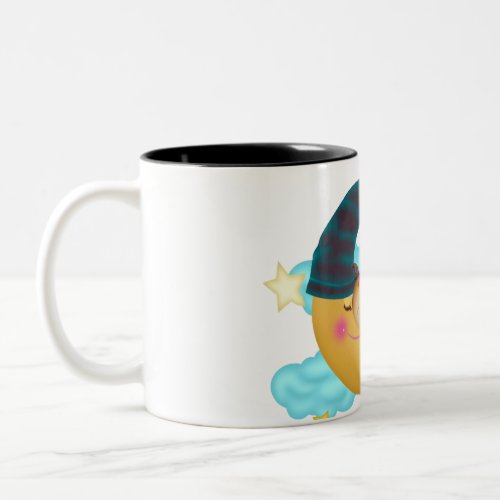 Baby Boy 2 on a Moon Art Baby Beanie Two_Tone Coffee Mug