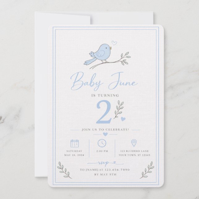 Baby Boy 2nd Birthday Invite (Front)