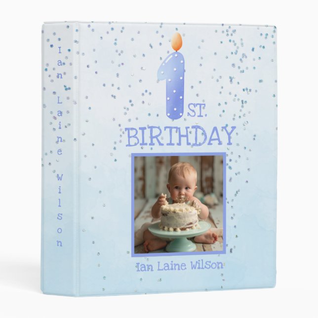 Baby Boy 2nd. Birthday Pink Glitter Mini Binder (Front/Spine)