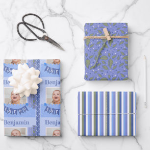 Baby Boy 3rd Birthday Blue Scrapbooking Wrapping P Wrapping Paper Sheets