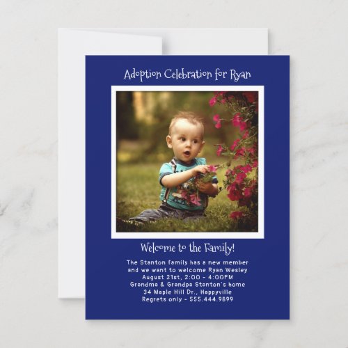 Baby Boy Adoption Party Photo Invitation Template