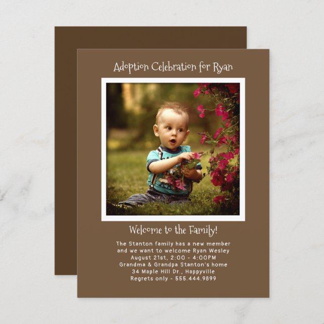 Baby Boy Adoption Party Photo Invitation Template (Front/Back)