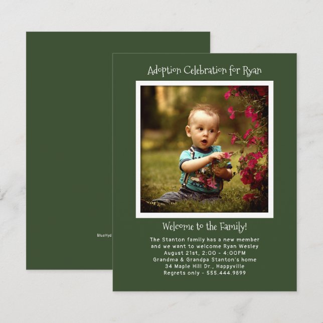 Baby Boy Adoption Party Photo Invitation Template (Front/Back)
