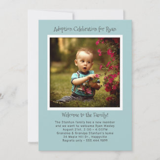 Baby Boy Adoption Party Photo Invitation Template