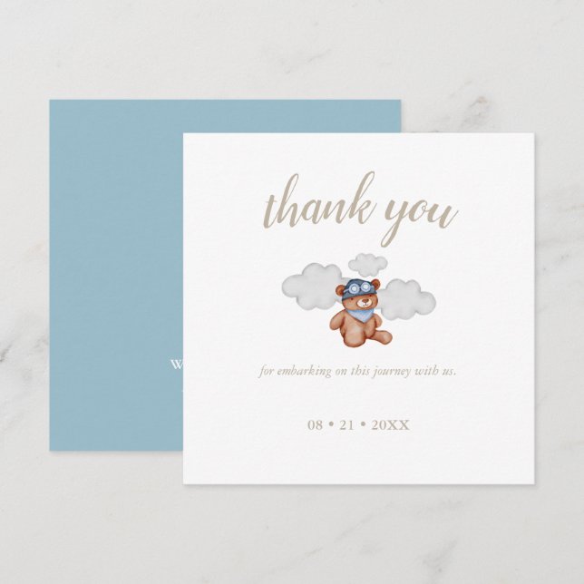 Baby Boy Adventure Baby Shower Thank You Card (Front/Back)