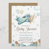 Baby Boy Airplane Baby Shower Invitation - Vintage (Front/Back)