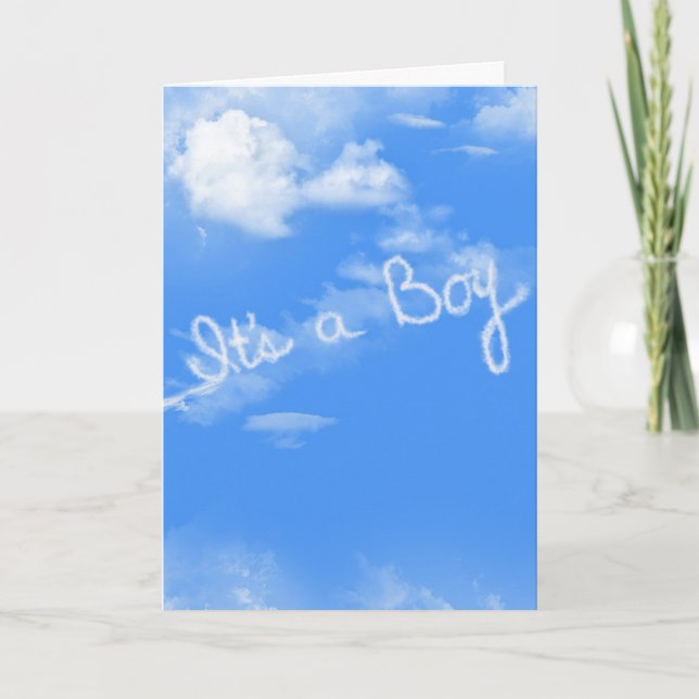 Baby Boy Airplane Contrail Card (Front)