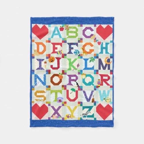 Baby Boy Alphabet Quilt Design Fleece Blanket