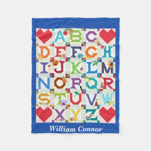 Baby Boy Alphabet Quilt Design Fleece Blanket