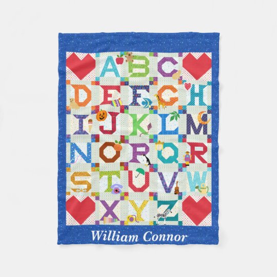 Baby Boy Alphabet Quilt Design Fleece Blanket