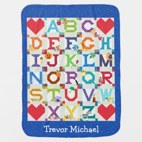 Baby Boy Alphabet Quilt Design Receiving Blanket