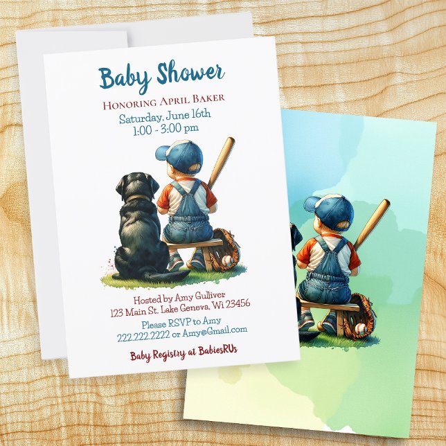 Baby Boy and Dog | Sweet Personalized Baby Shower Invitation (Creator Uploaded)