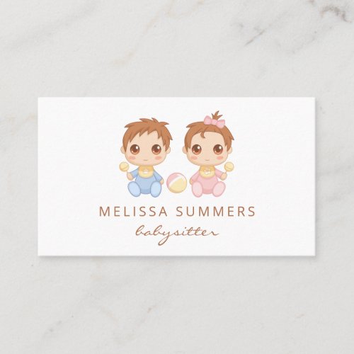 Baby Boy and Girl Babysitter Child Care Business Card