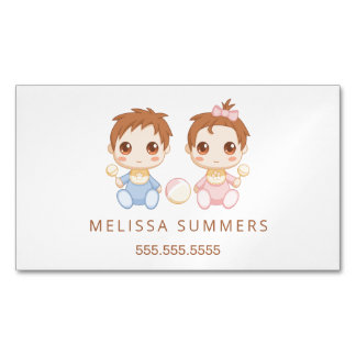 Baby Boy and Girl Babysitter Child Care Business Card Magnet