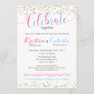 Baby Boy and Girl Combined Baby Shower Invitation
