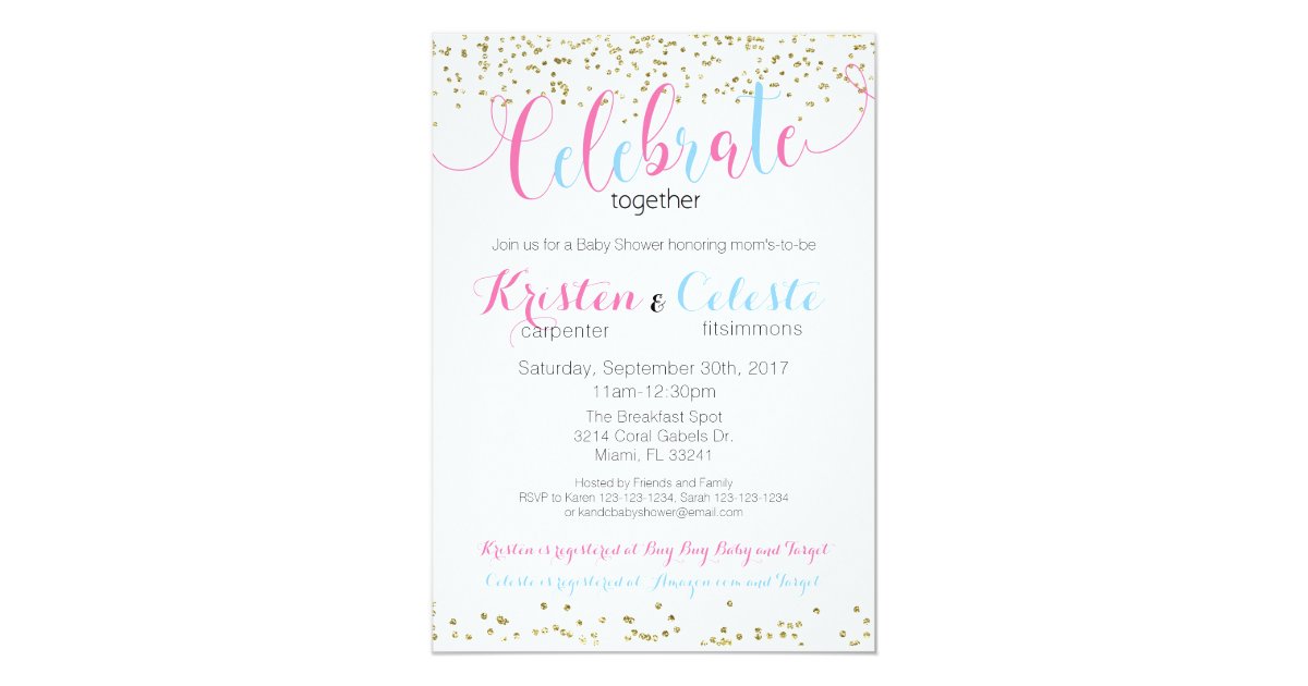 Baby Boy and Girl Combined Baby Shower Invitation