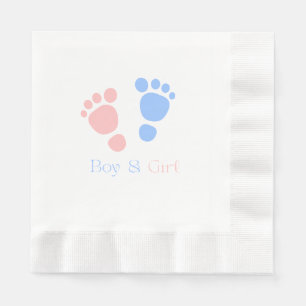 Baby Boy and Girl Footprints Twins Baby Shower Napkins