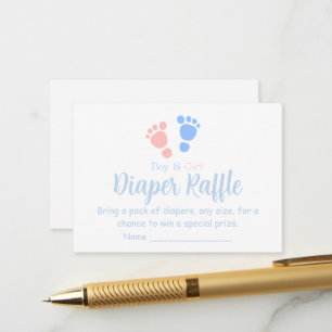 Baby Boy and Girl Footprints Twins Diaper Raffle Enclosure Card