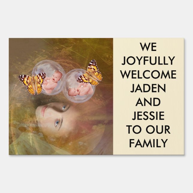 Baby boy and girl twins sign (Back)