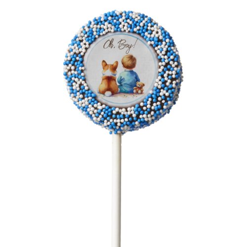 Baby Boy and his Corgi Puppy Baby Shower Chocolate Covered Oreo Pop