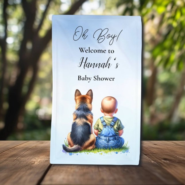 Baby Boy and His German Shepherd Puppy Baby Shower Banner (Creator Uploaded)