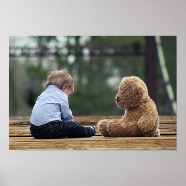 Baby Boy and Teddy Bear Poster (Front)
