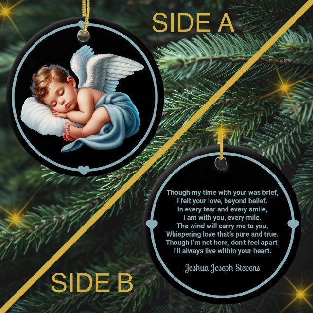 Baby Boy Angel Memorial Custom Ceramic Ornament (Creator Uploaded)